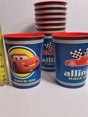 Disney Vtg. Cars Lightning McQueen Plastic Stadium Cups 16oz Lot of 9 BPA-Free